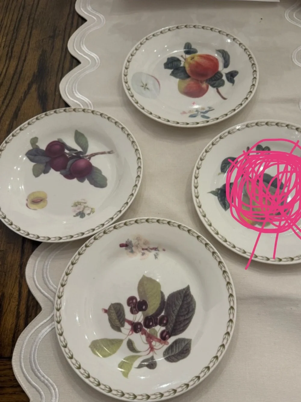 Queens Royal Horticultural Society Hookers Fruit Salad Plates (3) 8-3/8